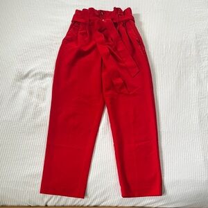 H&M Vibrant Red Paperbag Trousers
